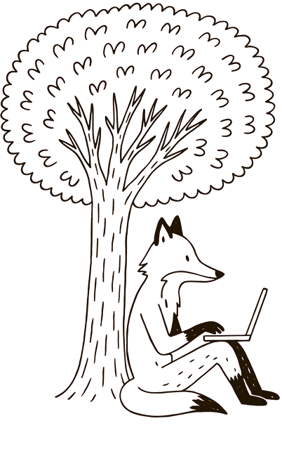 Fox under tree illustration